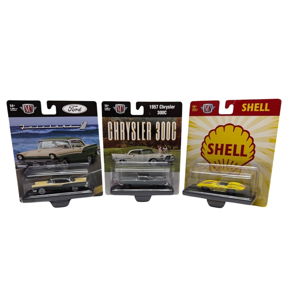 M2 Machines Auto-Drivers 1957 Ford Chrysler 1959 Corvette Shell Lot of 3 1:64